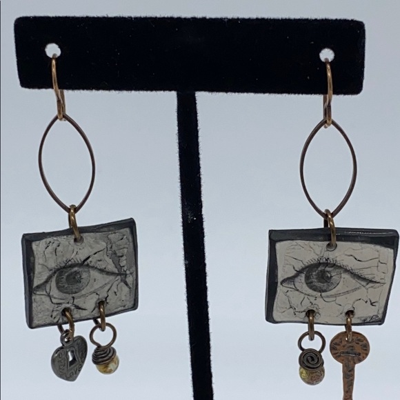 Artisan Eye Design Earrings with Charms - Picture 2 of 5